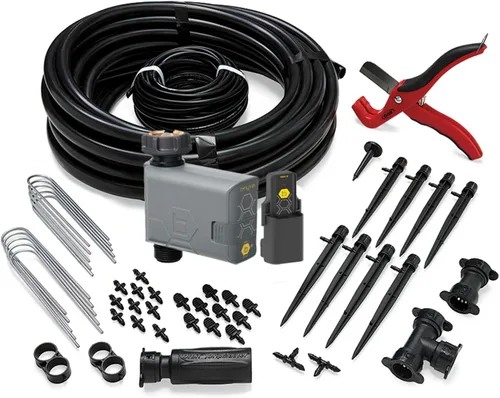 Orbit 69600 - Kit de riego por goteo para arbustos y macizos de flores con temporizador inteligente de riego de manguera B-hyve (Gen 2)