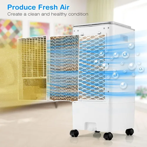 Miniatura 3 de COSTWAY Enfriador de aire evaporativo portátil, enfriador de pantano 3 en 1 con control remoto, temporizador de 7 horas, 3 velocidades de viento, 3