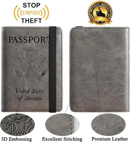 Miniatura 2 de Funda para pasaporte con bloqueo RFID de piel organizador de documentos de viaje