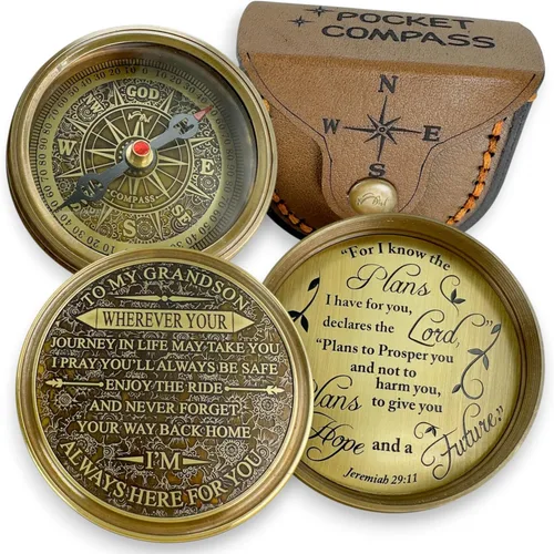 Miniatura 10 de Brass Compass Gift to My Son Never Forget I Love You, Sentimental Keepsake from Mom Dad Grandparents, Inspirational Guidance Compass Gift for Son