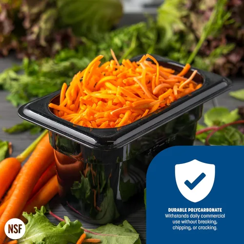 Miniatura 6 de Carlisle FoodService Products Pan plástico para alimentos 1/9 tamaño 4 pulgadas profundo claro Transparente