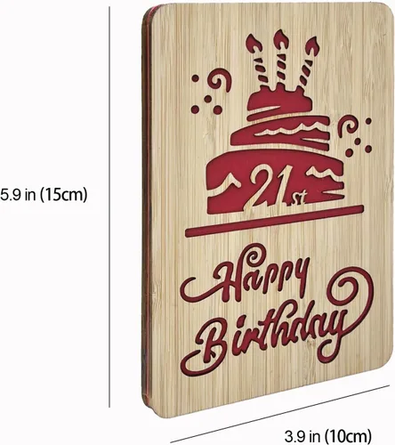 Miniatura 2 de Tarjeta de felicitación de feliz cumpleaños número 21, tarjeta de cumpleaños hecha a mano, tarjetas de felicitación de madera, tarjeta de cumpleaños