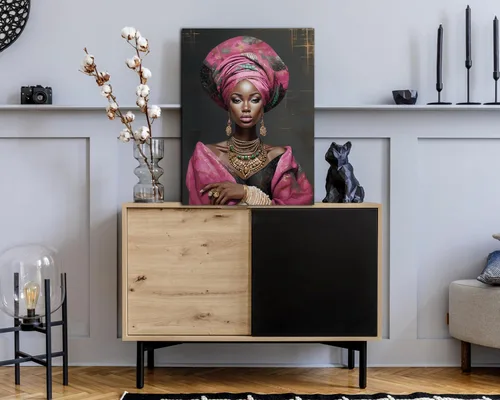 Miniatura 63 de Arte de pared afroamericano, decoración de rey y reina bailarín negro para sala de estar, arte de pareja de amor negro para dormitorio, lienzo