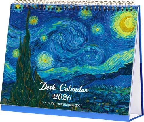 Calendario de escritorio 2026 – enero de 2026 – diciembre de 2026, calendario de escritorio de pie 2026, calendario de escritorio de 12 meses, 9.8 x