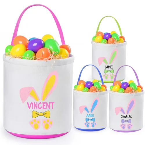 Miniatura 28 de Jocidea - Cesta de Pascua personalizada, paquete de 1 cestas de Pascua personalizadas para niñas y niños, cesta de Pascua personalizada para bebés