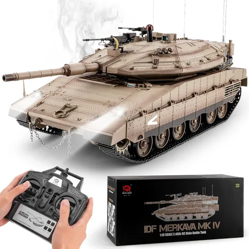 BESTYMXY Tanque RC HengLong IDF MERKAVA MKIV, tanque de batalla principal Merkava 1:16 modelo MK4, vehículos de control remoto de 2.4 GHz con sonido