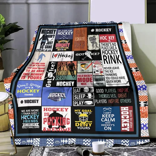 Miniatura 2 de Manta de hockey, regalos para niños y niños, suave y acogedora ropa de cama de hockey, manta de vellón, regalos de hockey para hombres y mujeres