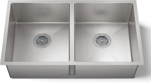 KOHLER Strive K-5281-NA - Fregadero de acero inoxidable de 32 pulgadas con estante para lavabo