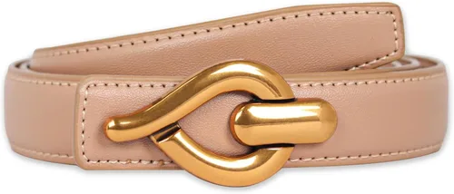 Miniatura 93 de Cinturón de cuero clásico con hebilla de metal para mujer con vestido de jeans