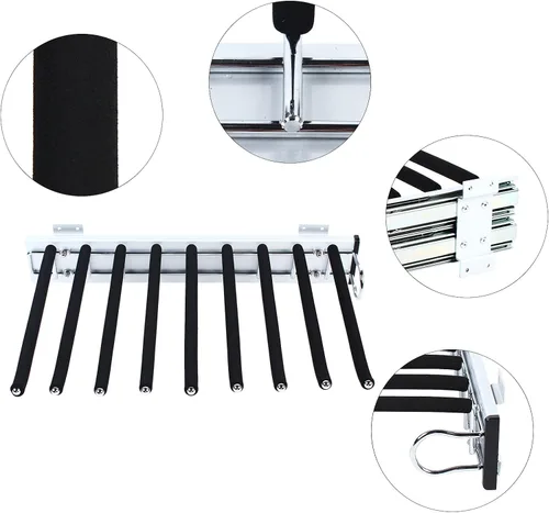 Miniatura 5 de Perchero extraíble para pantalones con 9 brazos, percha de acero para pantalones, perchero extensible para ahorrar espacio, organizador de ropa