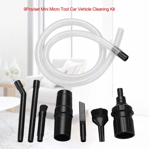 Miniatura 3 de Kit de accesorios de micro 9 piezas, mini herramienta de aspiradora para vehículo de automóvil, limpiador universal, boquilla de cepillo