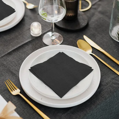 Miniatura 4 de 300 unidades de servilletas de papel desechables para bebidas, servilletas negras desechables de 10" x 10", servilletas de cóctel de 2 capas