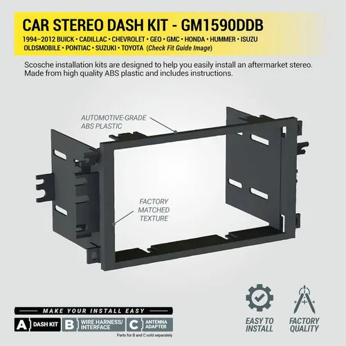 Miniatura 5 de Scosche GM1590DDB Kit de tablero de instalación de doble DIN compatible con determinados vehículos nacionales y de importación 1994-2012. No es