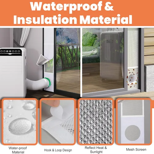 Miniatura 6 de GCGOODS Kit de ventilación de puerta de CA con protector de hojas de malla para aire acondicionado portátil, kit de sellado de ventana