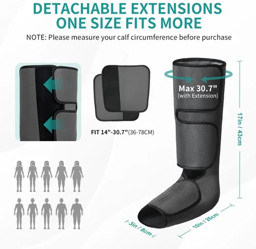 Miniatura 4 de Nekteck Masajeador de piernas para circulación y relajación, masajeador de compresión de aire para pies y pantorrillas para aliviar el dolor, edema