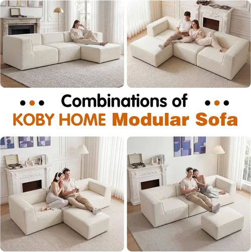 Miniatura 3 de Sofá Seccional Comprimido de 106" Sofás Modulares en Forma de L con Chaise, Espuma de Alta Densidad Sin Ensamblaje Requerido, 4 Piezas