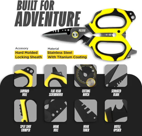 Miniatura 4 de Beyond Fishing - Tijeras de pesca profesionales de 6.5 pulgadas, cuchillas dentadas dobles, tijeras de línea trenzada de pesca con revestimiento