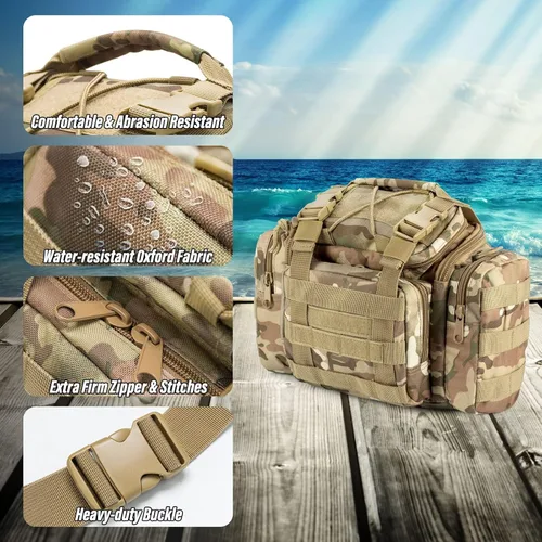 Miniatura 7 de Dr.Fish Bolsa de aparejos de pesca 5 cajas con 60 señuelos incluidos Juego de caja de aparejos cargada y equipada Set de señuelos giratorios Equipo