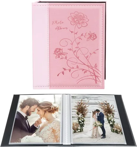 Miniatura 9 de Artmag Álbum de fotos de 5 x 7 pulgadas, páginas transparentes, con tapa de cuero, libro deslizante para 50 fotos verticales de 5 x 7 pulgadas