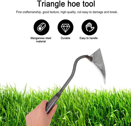Miniatura 3 de DOITOOL Cultivador manual de jardín triangular de 12.4 pulgadas con cabeza de hierro resistente para excavación de suelo, deshierbe y abono