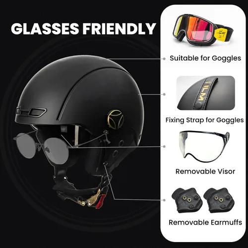 Miniatura 4 de ILM Casco de bicicleta para adultos, casco de esquí, snowboard para hombres y mujeres, con visera extraíble, orejeras ASTM CPSC y CE Z102