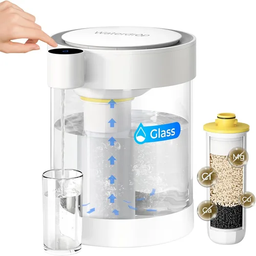 Miniatura 11 de Waterdrop Gran dispensador de filtro de agua eléctrico de 27 tazas, sistema instantáneo recargable de 200 galones, certificado NSF/ANSI Blanco