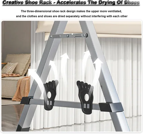 Miniatura 4 de Estante de secado de ropa plegable para interiores y exteriores, estante de lavandería ajustable y plegable, estante de ropa de acero inoxidable