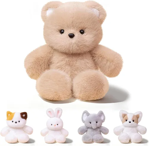 Oso de peluche, 16 pulgadas, lindos peluches abrazables, oso marrón, regalo de cumpleaños para niñas y niños
