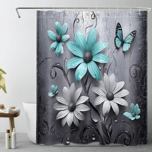 Miniatura 29 de LB Get Naked - Cortina de ducha pequeña de 48 x 68 pulgadas, forro de cortina de ducha de tamaño medio azul y rosa, cortinas de ducha estrechas