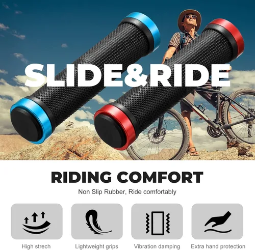 Miniatura 2 de 10 agarres para manillar de bicicleta, barra de mango de bicicleta de doble bloqueo, para BMX, montaña, MTB, crucero de playa, scooter, bicicleta