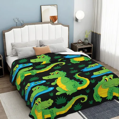 Miniatura 5 de Manta suave de cocodrilo de cocodrilo para todas las estaciones, manta gruesa y cálida de franela para cama, sofá o sillón, 50 x 40 pulgadas