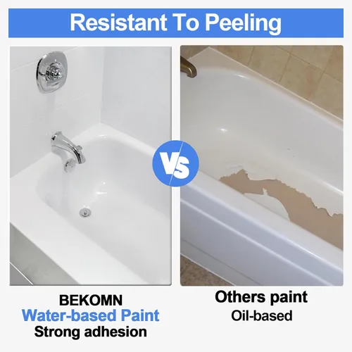 Miniatura 5 de BEKOMN Pintura para Bañera, Kit de Renovación de Bañera y Azulejos 33oz con Herramientas, Pintura para Bañera Blanca a Base de Agua de Bajo Olor