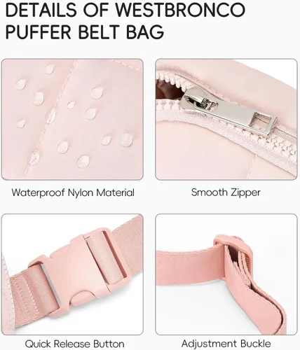 Miniatura 69 de WESTBRONCO Riñoneras para mujeres y hombres, bolsa para cinturón con bolsillos con cremallera, riñoneras modernas, bolsas cruzadas ligeras de 1