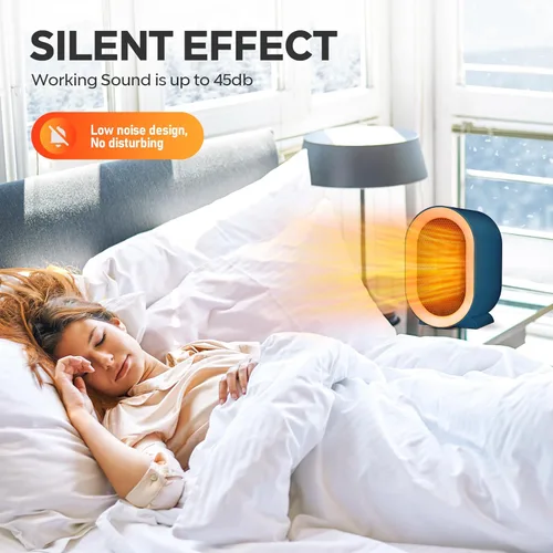 Miniatura 2 de Calentador eléctrico de cerámica enchufable, calentador de espacio rápido seguro a 104.0 °F con 2 modos de 800 W/1200 W, calentador cálido eficiente