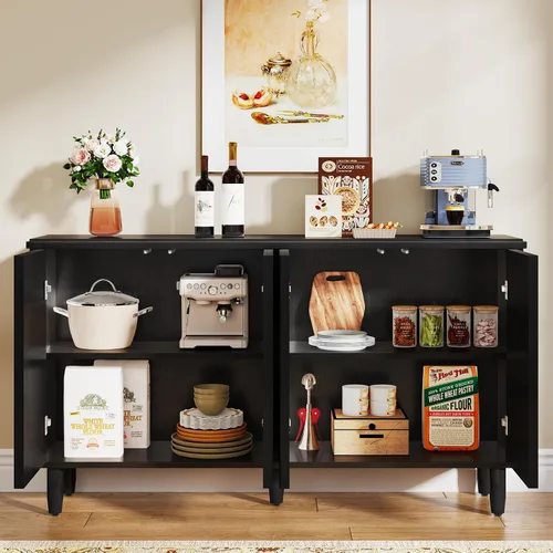 Miniatura 4 de Tribesigns Aparador de buffet con almacenamiento, armario de almacenamiento moderno, mesa de buffet con puertas para sala de estar, cocina, comedor