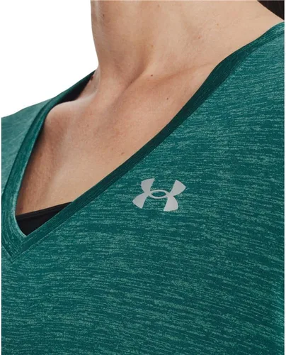 Miniatura 3 de Under Armour Tech Camiseta de manga corta y cuello en V para mujer, jaspeada