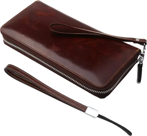 Miniatura 15 de Lavemi Pequeña cartera compacta para mujer, con bloqueo RFID, de piel auténtica, plegable, con ventanas de identificación