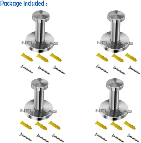 Miniatura 2 de Ganchos cortos de acero inoxidable cepillado para toallas de baño, gancho de montaje en pared súper resistente, apto para dormitorio, sala de estar