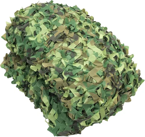 Red de camuflaje, 26 x 26 pies, diseño de camuflaje de bosque, camping, militar, caza, camuflaje para cubrir automóviles, observación de aves, stock