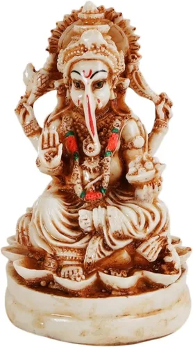 Miniatura 5 de TIED RIBBONS Ganesh Idol para el hogar de resina de 4.4 pulgadas Ganesh Murti para mandir del hogar, decoración de Pooja Ganpati Murti