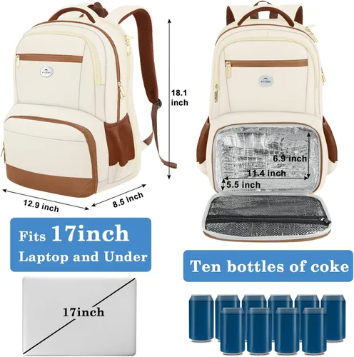 Miniatura 4 de MATEIN Mochila de almuerzo para mujer, resistente mochila térmica térmica para profesores, enfermeras, para trabajo, universidad, viajes, elegante
