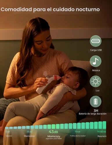 Miniatura 7 de Momcozy BreezyClear™ Aspirador nasal eléctrico 2 en 1 para bebé con aerosol, succión de grado hospitalario de 65 kPa, 4 niveles ajustables