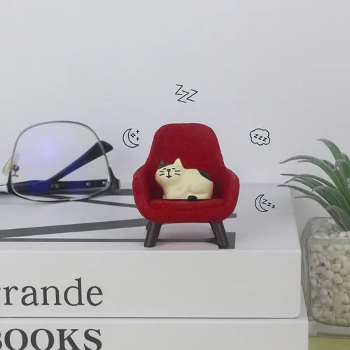 Miniatura 3 de Refintural Figuras de Gato en Miniatura con Sofá Pequeño - Figuras de Mini Gatos de Resina, Accesorios de Escritorio en Miniatura de Gatito - Regalo