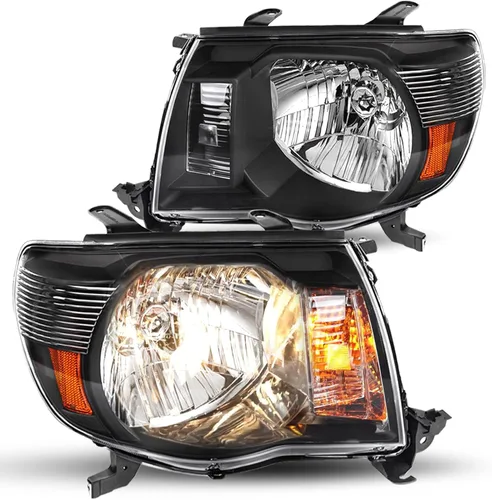 Miniatura 18 de JSBOYAT Conjunto de faros delanteros de recambio para camioneta Toyota Tacoma 2005-2011, bombillas incluidas (carcasa negra con reflector ámbar)