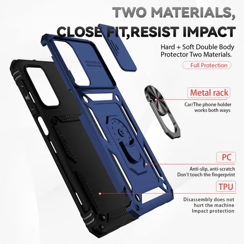 Miniatura 5 de Funda protectora para Galaxy A23 5G, con protectores de pantalla y funda para cámara, grado militar, 16 pies. Funda a prueba de caídas con función