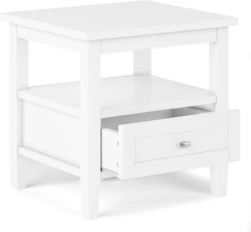 Miniatura 4 de SIMPLIHOME - Mesa lateral estrecha rectangular Warm Shaker, de madera maciza, de 14 pulgadas de ancho, estilo transicional, color negro, para sala