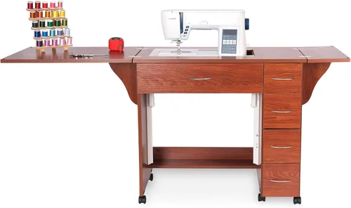 Arrow - Muebles de costura clásicos Alice - Armario de costura compacto de tamaño mediano con elevador hidráulico de máquina, cajones, hojas