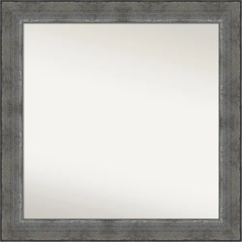 Miniatura 446 de Amanti Art Espejo de baño plateado para sobre el fregadero, 24 x 24 pulgadas, espejo cuadrado de peltre forjado a medida, marco de madera casual
