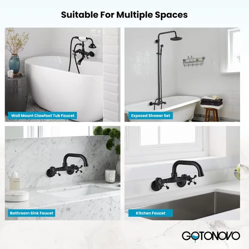 Miniatura 2 de gotonovo Clawfoot - Adaptador de bañera de 3-3/8 pulgadas, brazos oscilantes ajustables para grifo de cocina, bañera, baño, ducha, juego de grifos