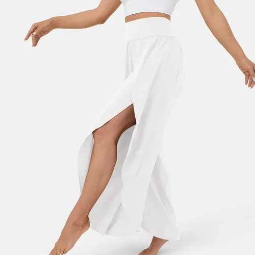 Miniatura 4 de Pantalones de pierna ancha para mujer, pantalones de yoga holgados con abertura y cintura alta, pantalones deportivos de pilates, pantalones